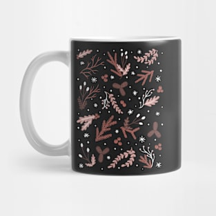 Floral, leafy Foliage Pink Winter Pattern Digital Illustration Mug